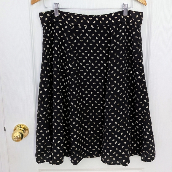 Annie 50 Black & Cream A-Line Buttoned Skirt – Size L #18 - Picture 2 of 6